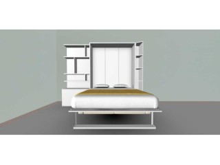 Set cu pat rabatabil dublu cu somiera inclusa + canapea 2 locuri si biblioteci - ROYAL SMALL ELEGANCE Set (150X200)