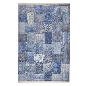Covor in stil patchwork albastru 150/225 cm 