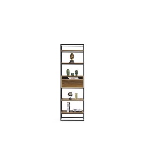 Etajera / biblioteca cadru metalic, polite aspect lemn (65X35X180)