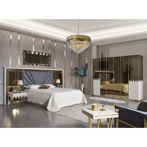 Set dormitor complet - alb cu auriu - Premium Lav